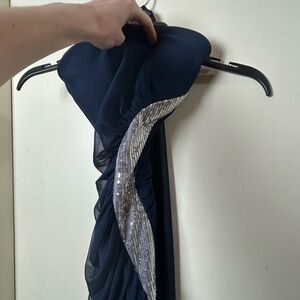 Ruby Rox Navy Strapless Dress with Silver Accents